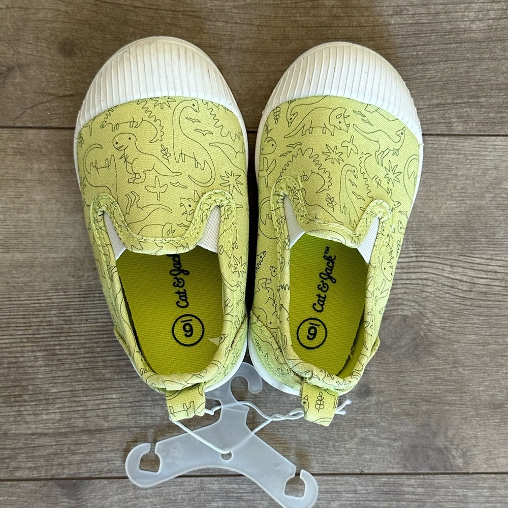 New Cat & Jack Shoes Toddler Boy Size 6 Dinosaur Slip On Sneakers Low Top